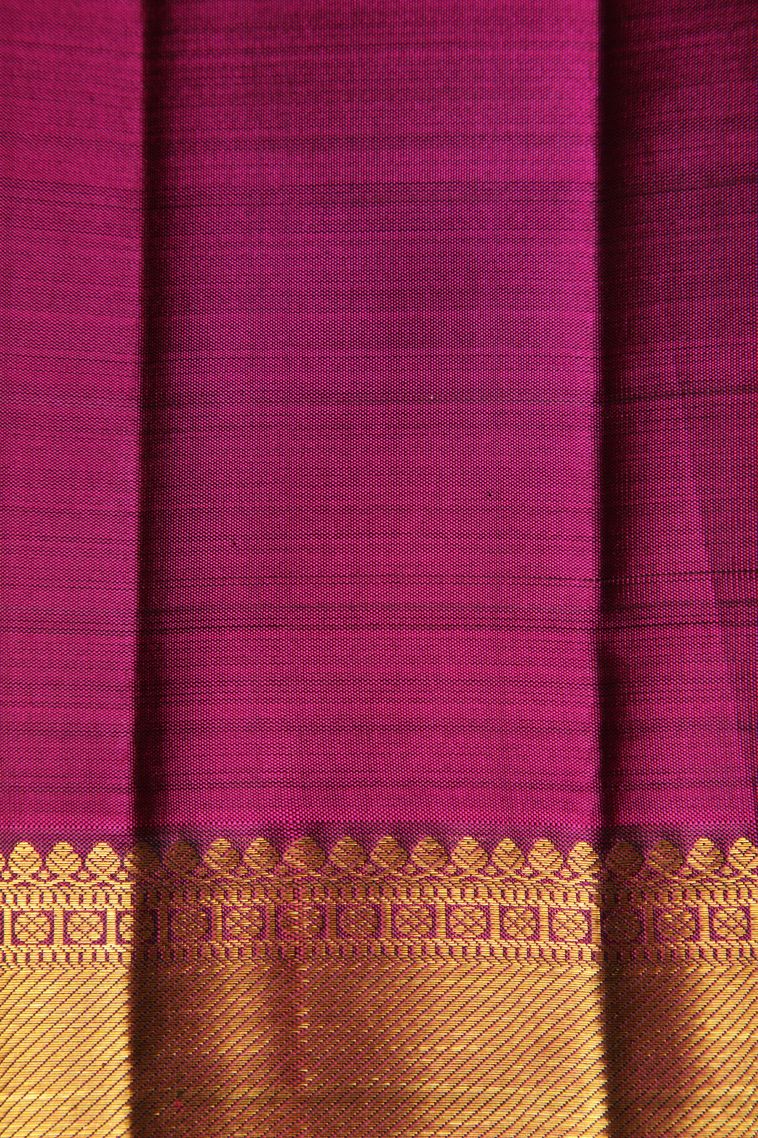 Taupe  Black Kanchipuram Silk Sarees with Gold Zari Checks And Puttas view 3