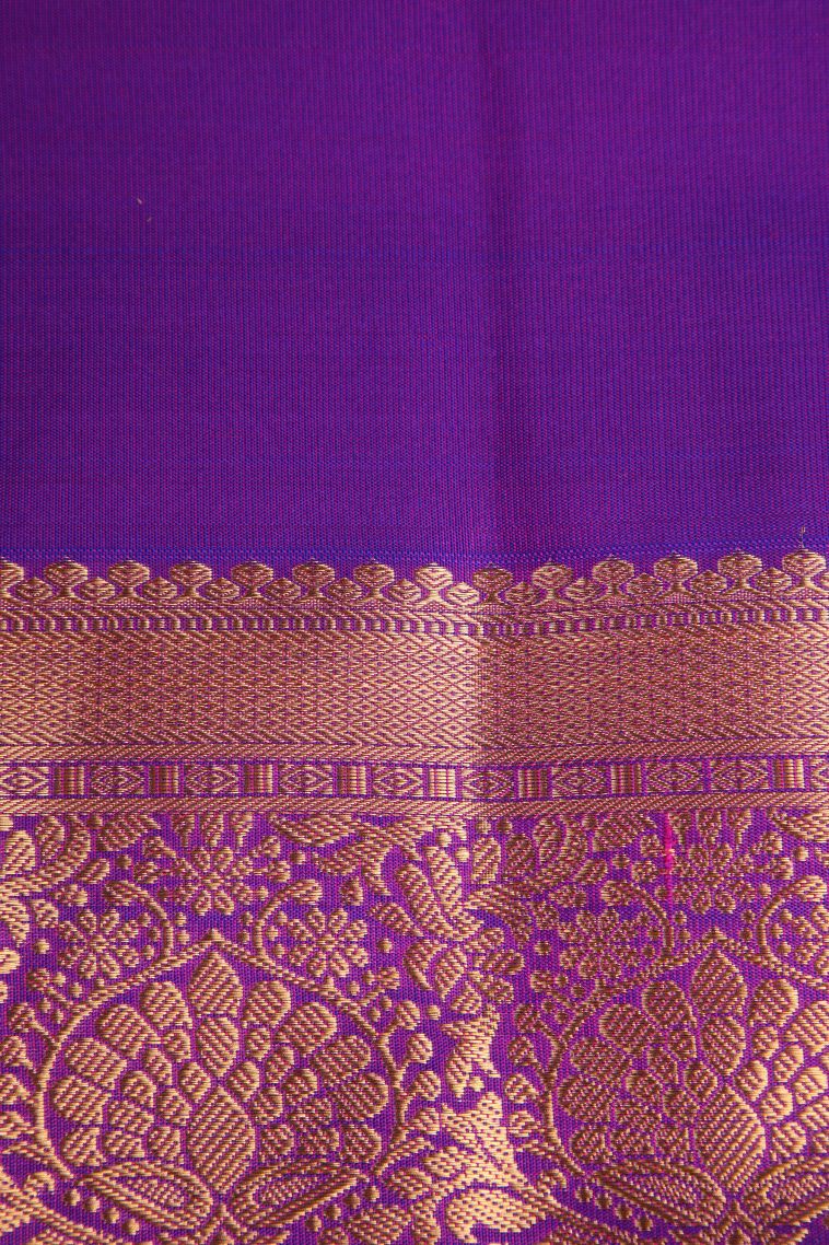 Bubble Purple Soft Silk Saree with Gold Zari Floral Puttas view 3