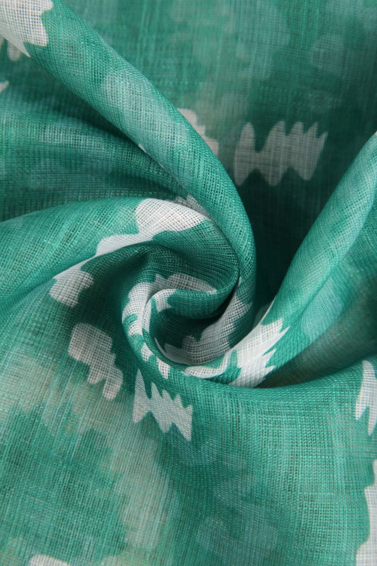 Teal Blue Linen Saree with Without Zari Zari Pathik Motifs view 4