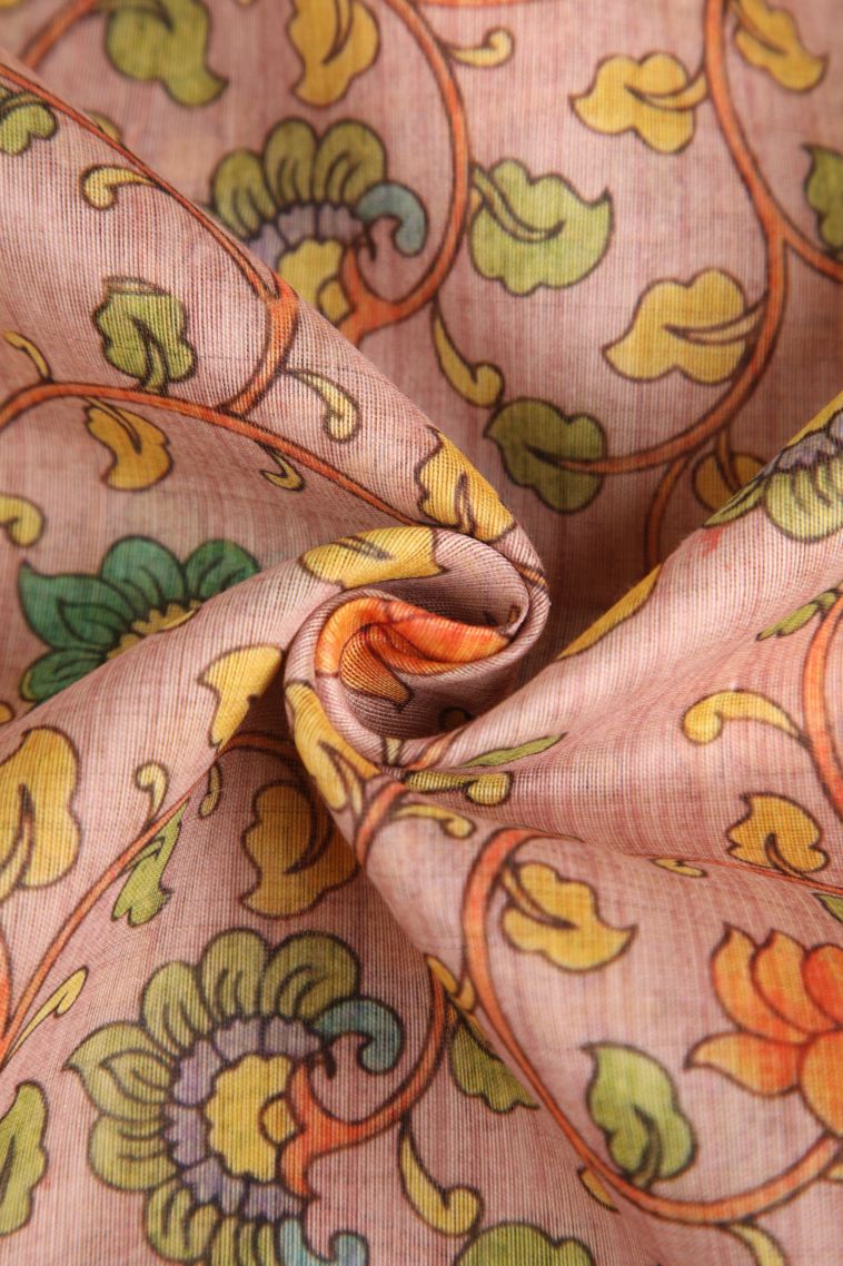 Flamingo Pink Manipuri Cotton Sarees with Gold Zari Floral Patterns view 4