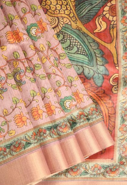 Flamingo Pink Manipuri Cotton Sarees with Gold Zari Floral Patterns