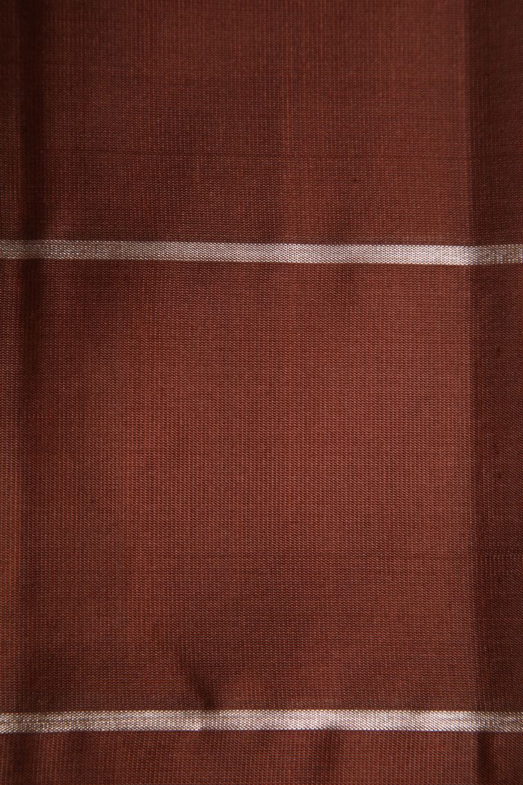 Rust Orange Soft Silk Saree with Gold Zari Floral Puttas view 3