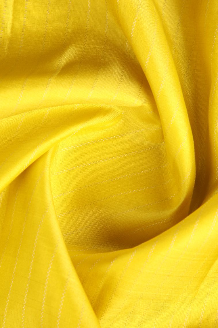 Lemon Yellow Soft Silk Saree with Gold Zari Stripes view 4