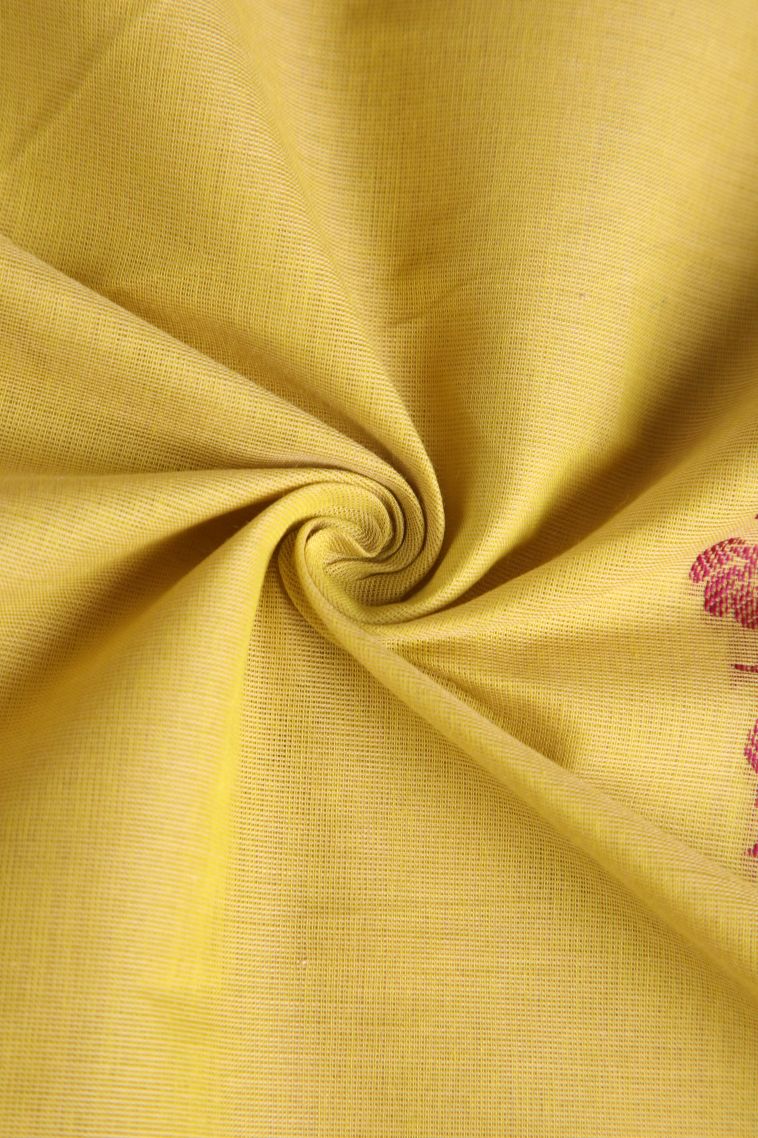 Gold Kovai Cotton Sarees with Without Zari Zari Floral Puttas view 4