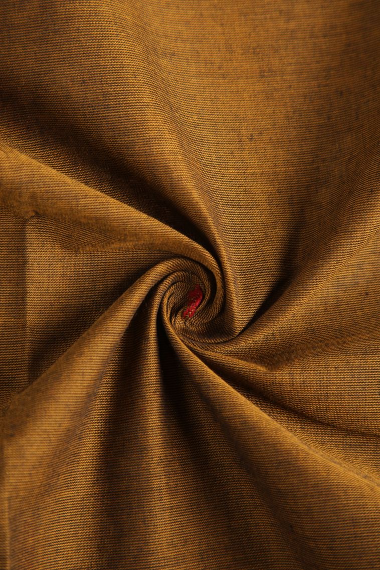 Peanut Brown Chettinad Cotton Sarees with Gold Zari Buttis (small Dots Or Motifs) view 4
