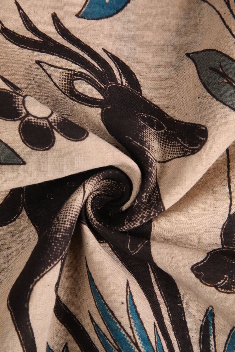 Vanilla Custard Yellow Kalamkari with Without Zari Zari Animal And Bird Motifs view 4