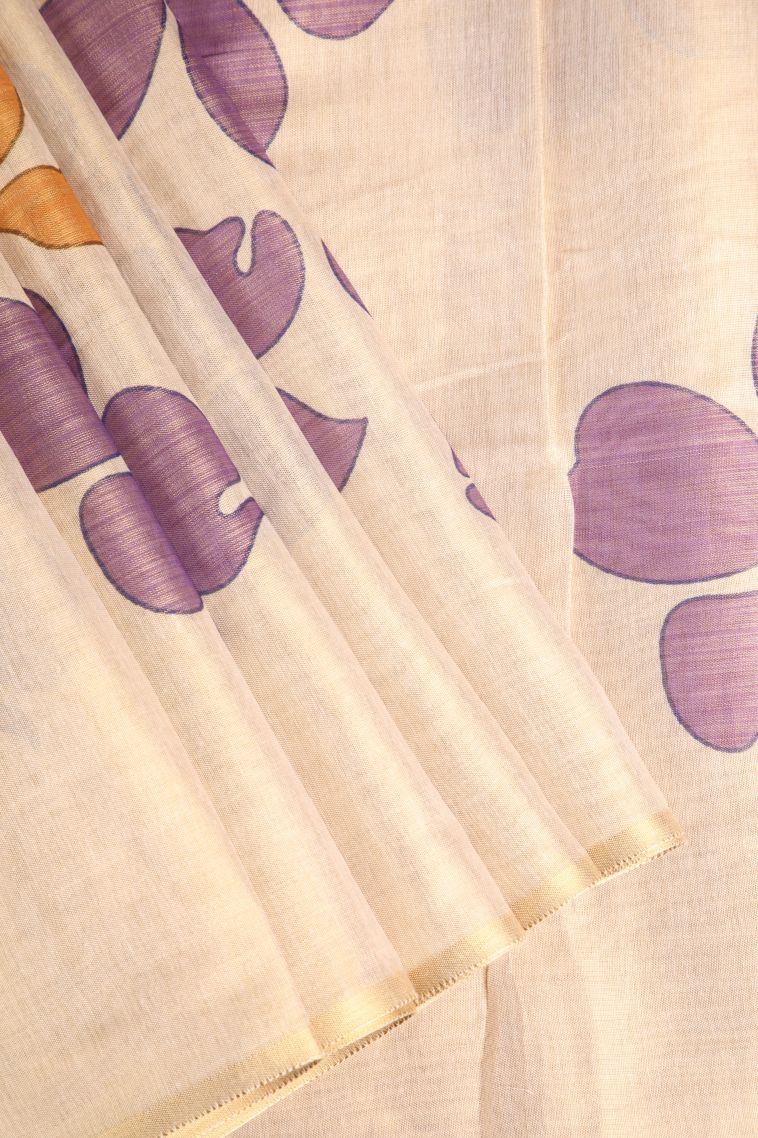 Vanilla Custard Yellow Tissue Silk Sarees with Gold Zari Floral Puttas view 1
