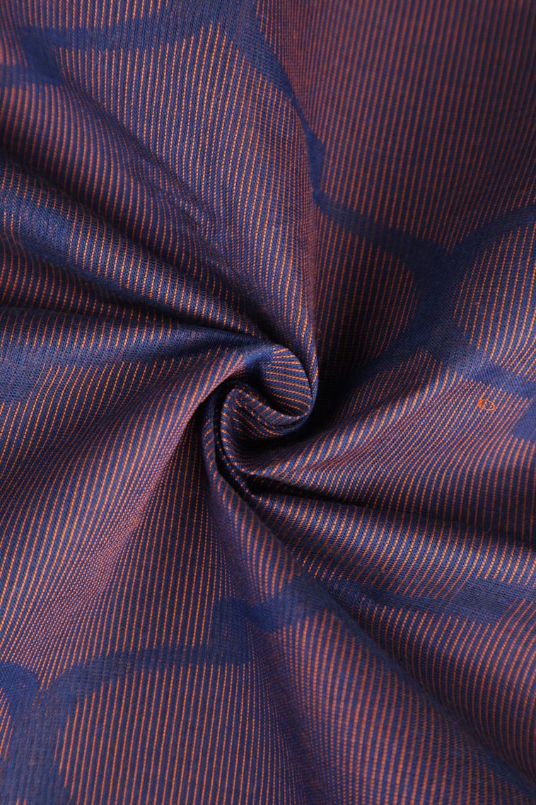 Navy Blue Kovai Cotton Sarees with Without Zari Zari Geometric Shapes view 4