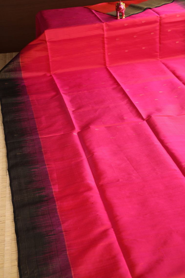 Rosewood Pink Soft Silk Saree with Gold Zari Vaira Oosi view 2