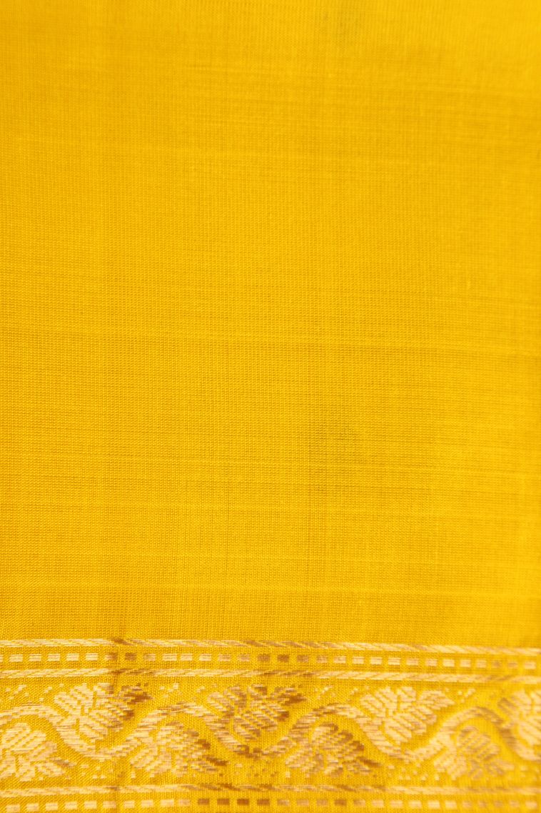 Aegean Blue Soft Silk Saree with Gold Zari Floral Puttas view 3