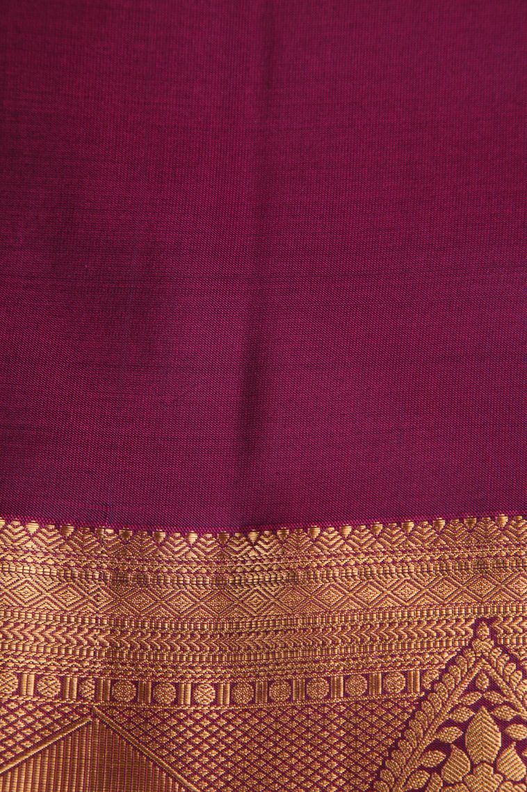 Magenta Purple Soft Silk Saree with Gold Zari Zari Puttas view 3