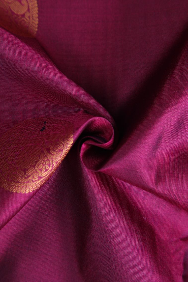 Magenta Purple Soft Silk Saree with Gold Zari Zari Puttas view 4