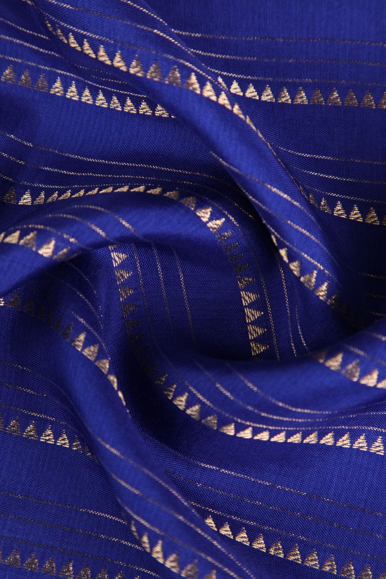 Lapis Blue Fancy Saree with Gold Zari Temple Pattern view 4