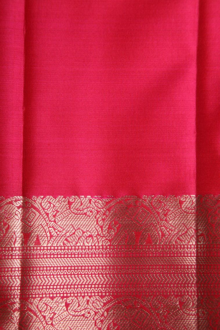 Rose  Red Soft Silk Saree with Silver Zari Puttas view 3
