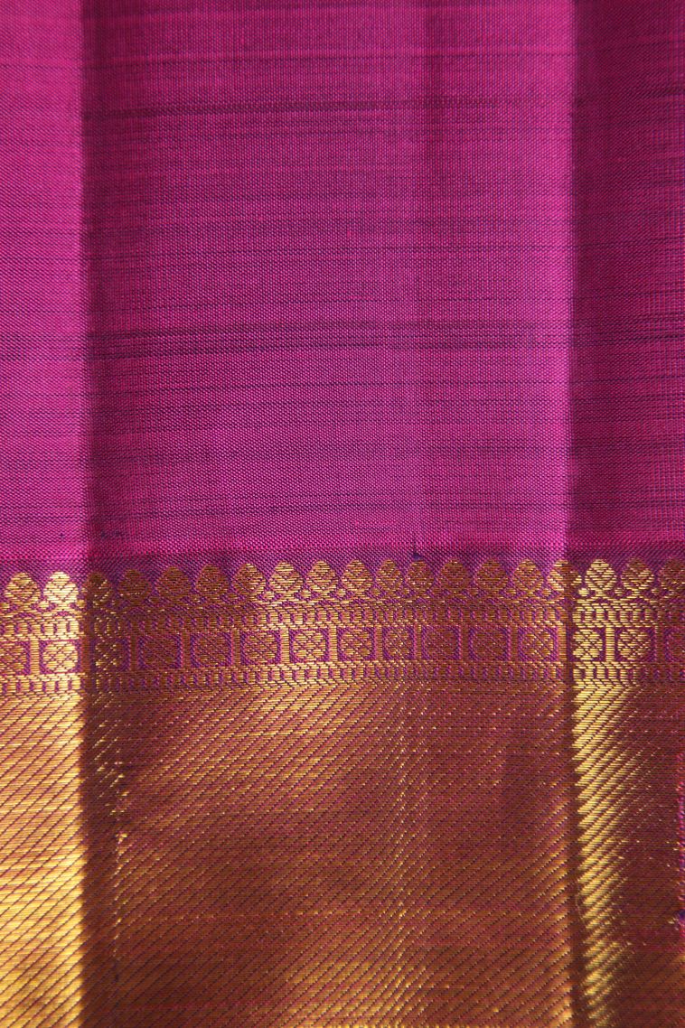 Magenta  Pink Kanchipuram Silk Sarees with Gold Zari Checks And Puttas view 3