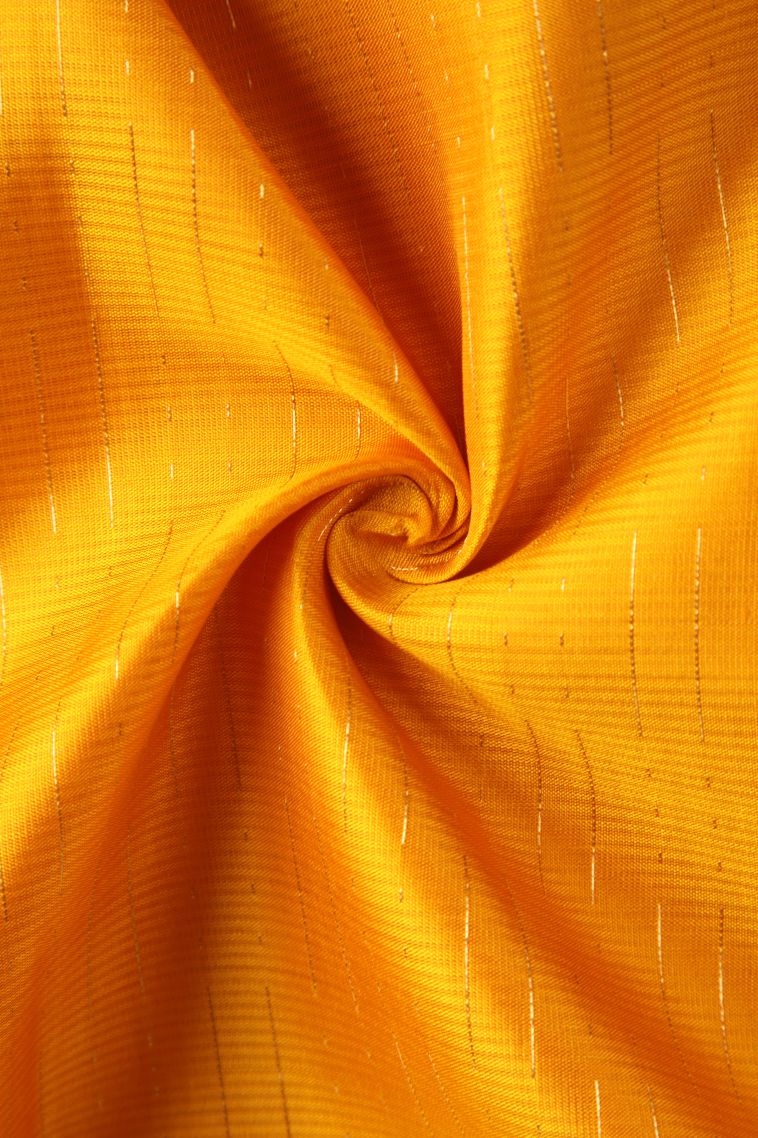 Merigold Orange Soft Silk Saree with Gold Zari Rain Drops Mottif view 4
