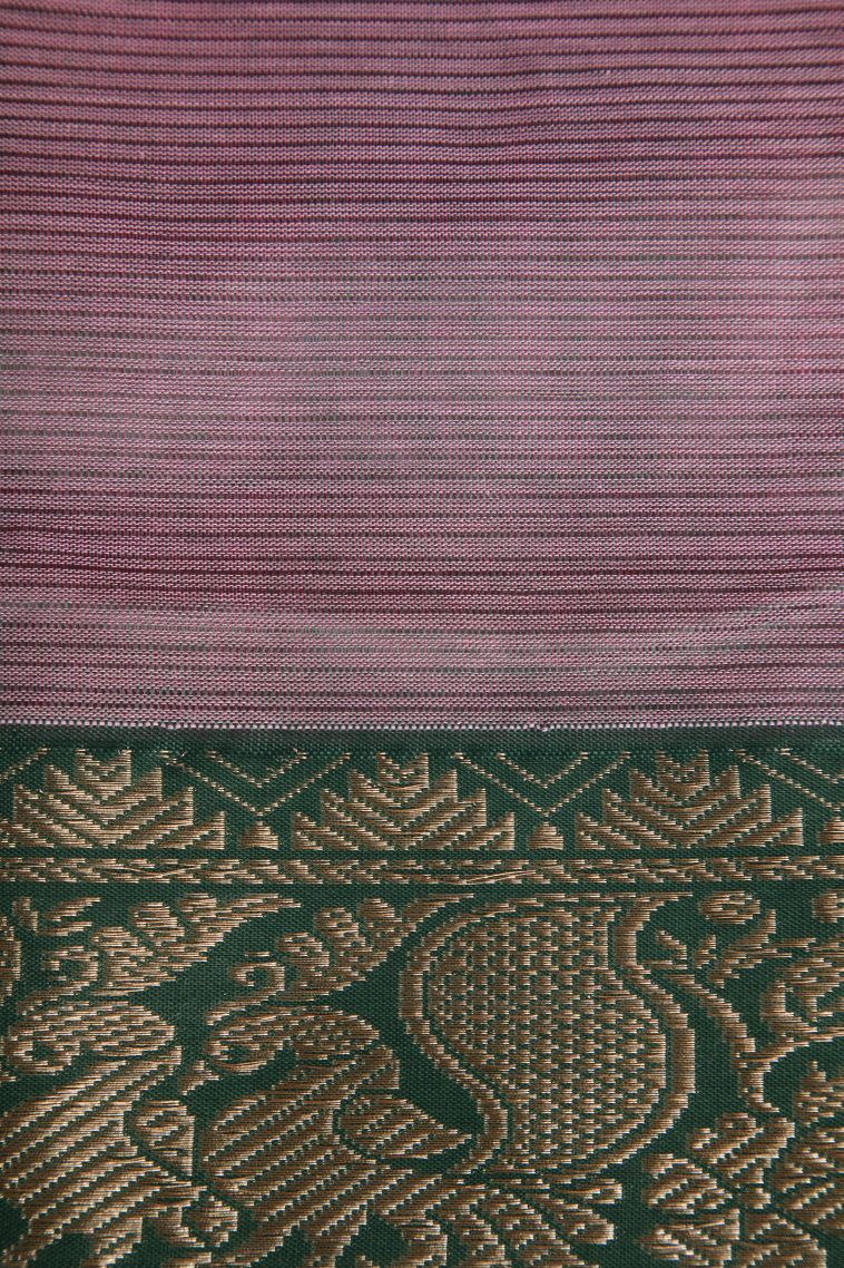Bubblegum Pink Cotton Sarees with Gold Zari Plain view 3