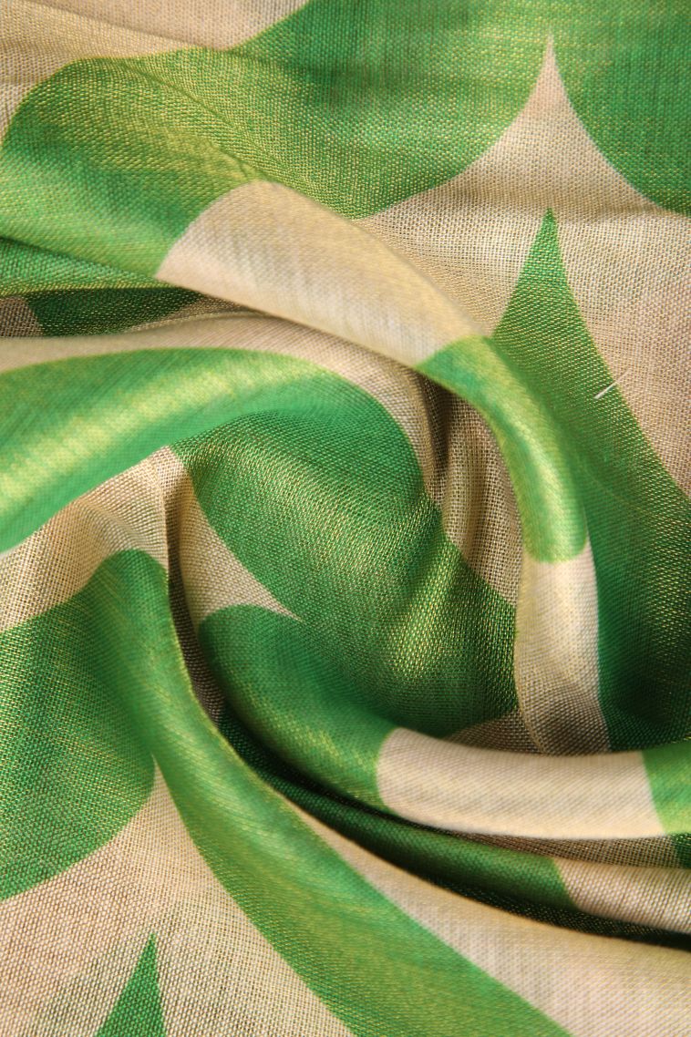 Forest Green Tissue Silk Sarees with Gold Zari Zig Zag Pattern view 4
