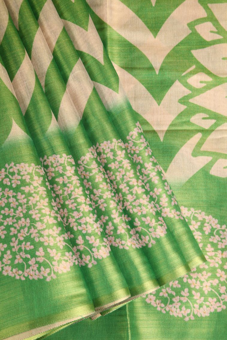 Forest Green Tissue Silk Sarees with Gold Zari Zig Zag Pattern view 1