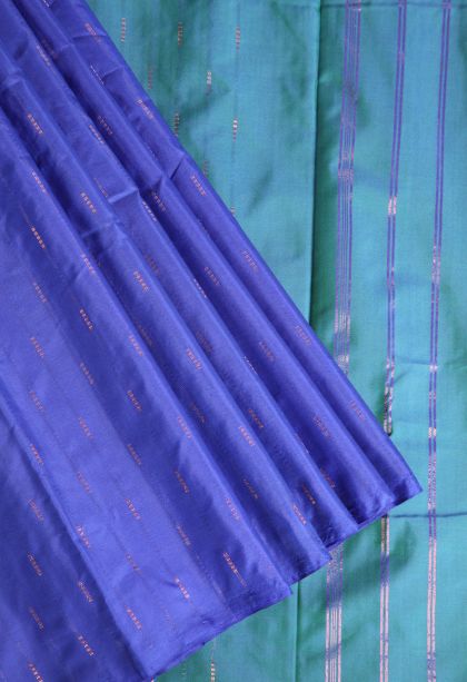 Azure Blue Visiri Madippu Silk Sarees with Gold Zari Rain Drops Mottif