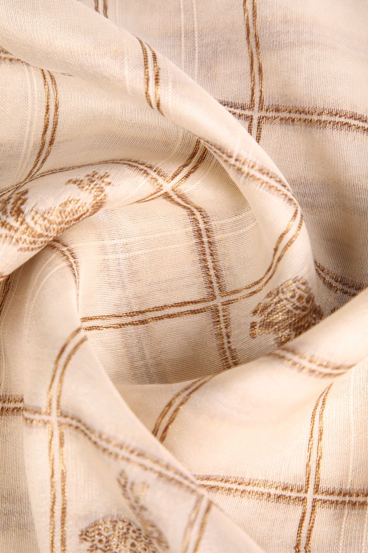 Ivory White Banaras Sarees with Antic Zari Animal  Mottif view 4