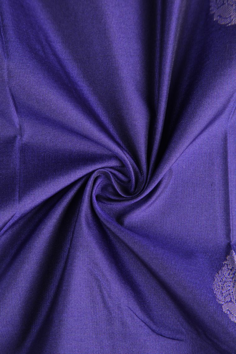 Admiral Blue Visiri Madippu Silk Sarees with Silver Zari Paisley (mango Design) view 4