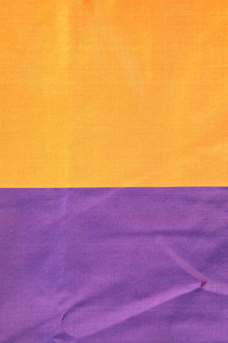 Apricot Orange Visiri Madippu Silk Sarees with Gold Zari Checks view 3