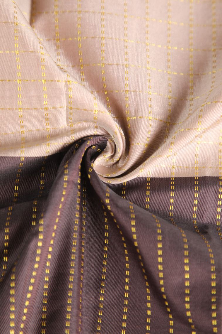 Tortilla Brown Visiri Madippu Silk Sarees with Copper Zari Geometric Shapes view 4