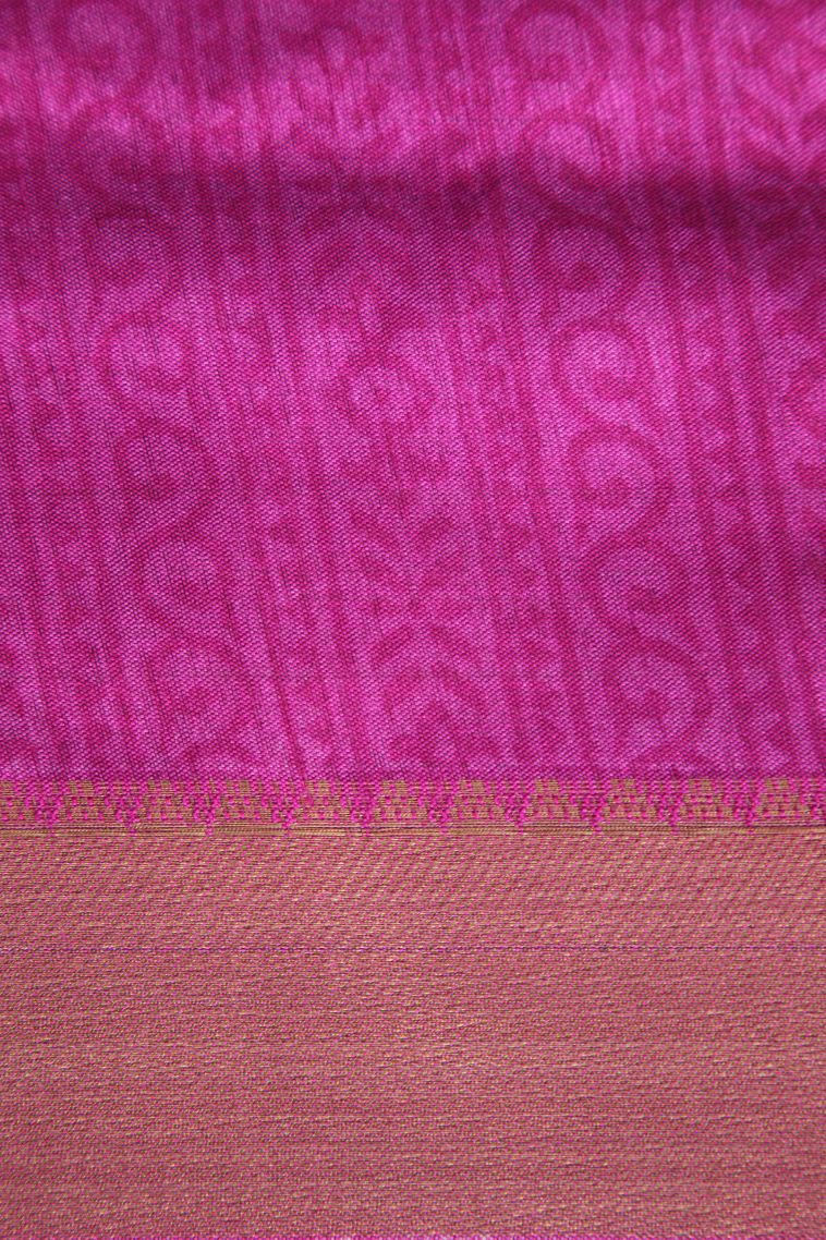 Indigo Blue Semi Tussar Silk with Copper Zari Pochamballi Pattern view 3