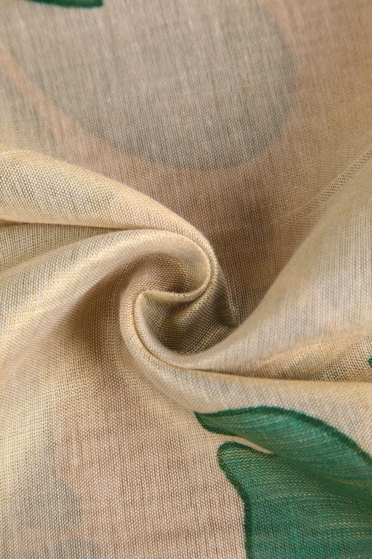 Vanilla Custard Yellow Tissue Silk Sarees with Gold Zari Floral Puttas view 4