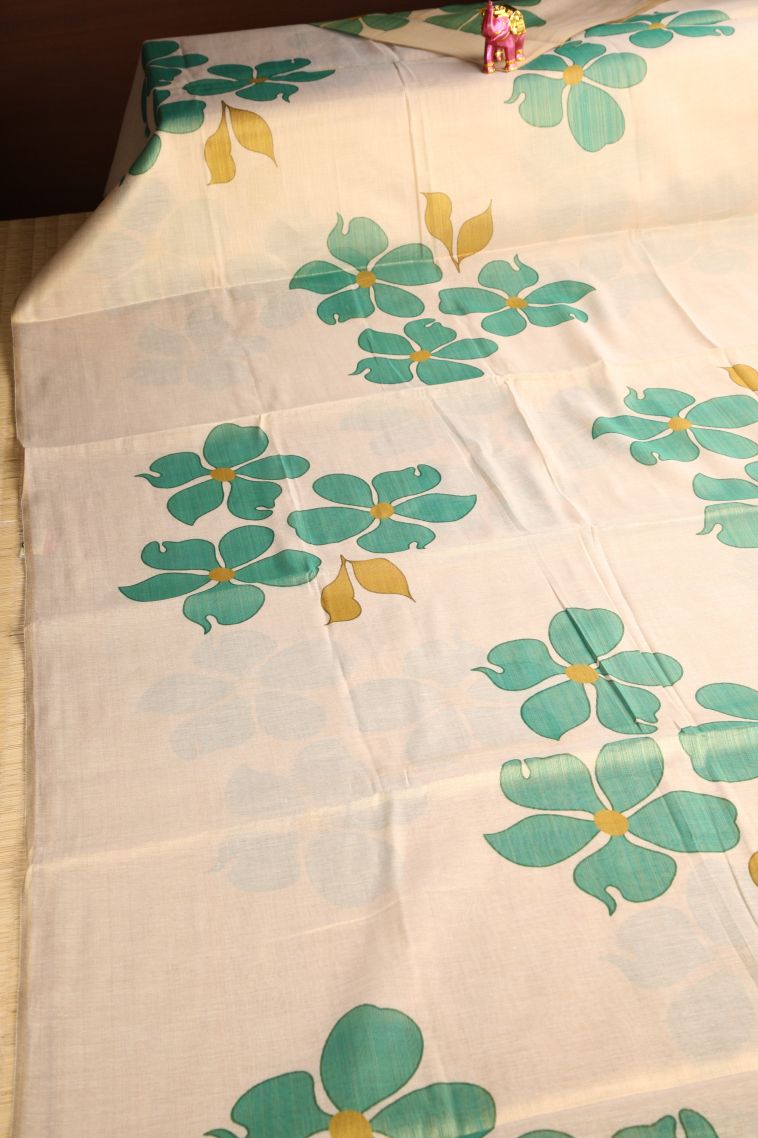 Vanilla Custard Yellow Tissue Silk Sarees with Gold Zari Floral Puttas view 2