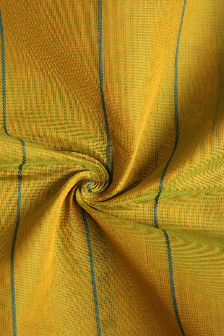 Lemon Yellow Kanchi Cotton Sarees with Gold Zari Straipes And Puttas view 4