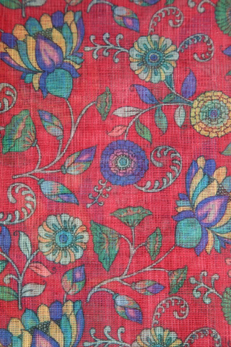 Rouge Pink Linen Saree with Without Zari Zari Pathik Motifs view 3