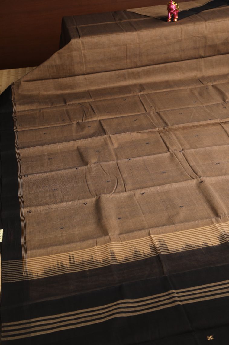 Tortilla Brown Kanchi Cotton Sarees with Without Zari Zari Buttis (small Dots Or Motifs) view 2