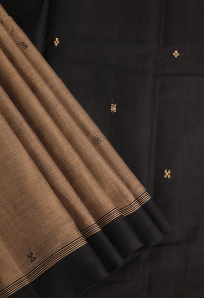 Tortilla Brown Kanchi Cotton Sarees with Without Zari Zari Buttis (small Dots Or Motifs)