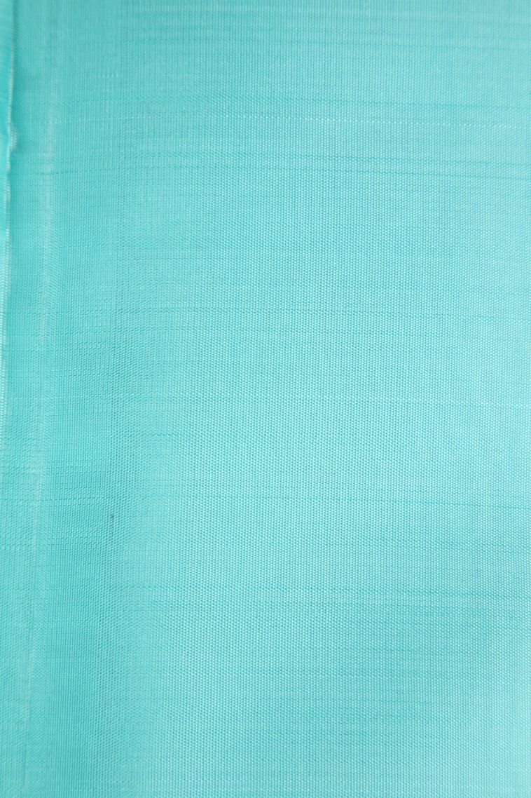 Sky Blue Kanchipuram Silk Sarees with Gold Zari Straipes And Puttas view 3