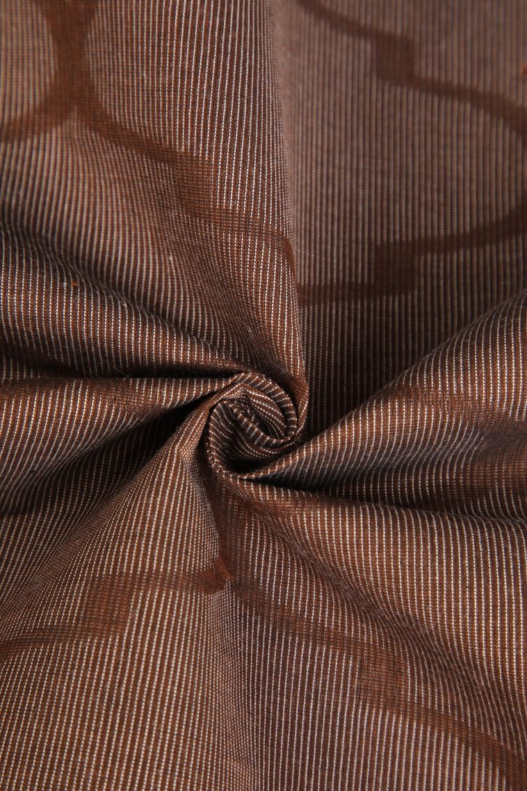 Caramel Brown Kovai Cotton Sarees with Without Zari Zari Geometric Shapes view 4