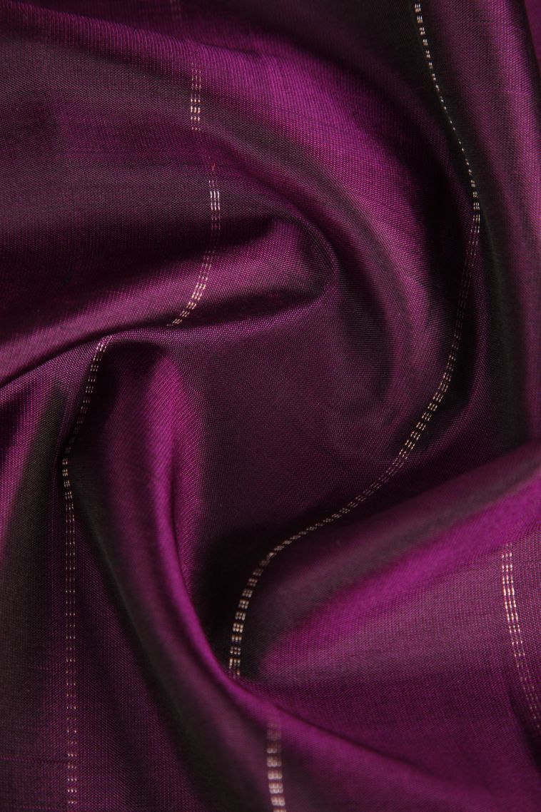 Grape Purple Soft Silk Saree with Gold Zari Leaf Pattern view 4