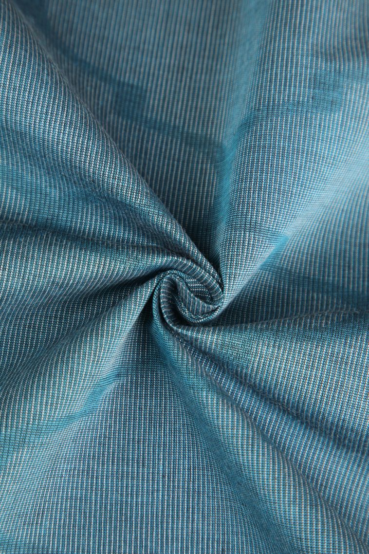 Cerulean Blue Kovai Cotton Sarees with Without Zari Zari Geometric Shapes view 4