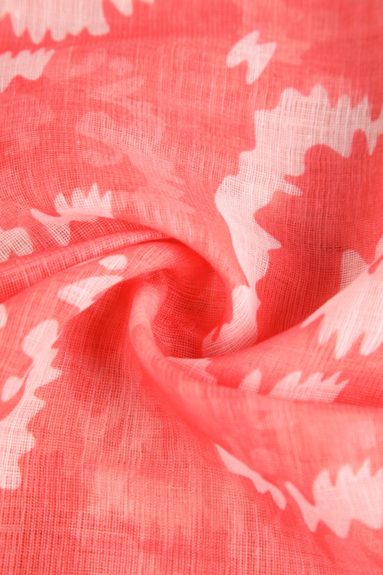 Coral Pink Linen Saree with Without Zari Zari Pathik Motifs view 4