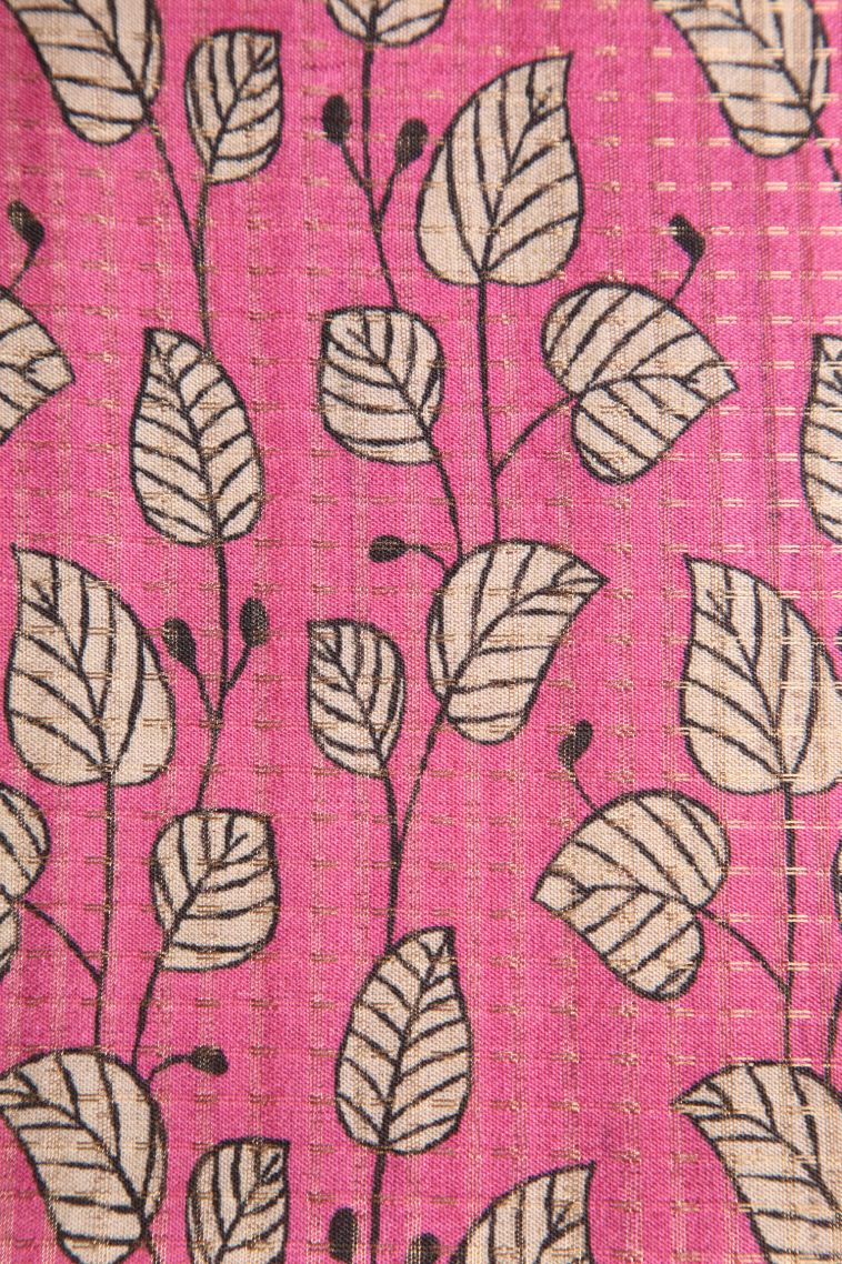 Linen White Semi Tussar Silk with Gold Zari Floral Patterns view 3