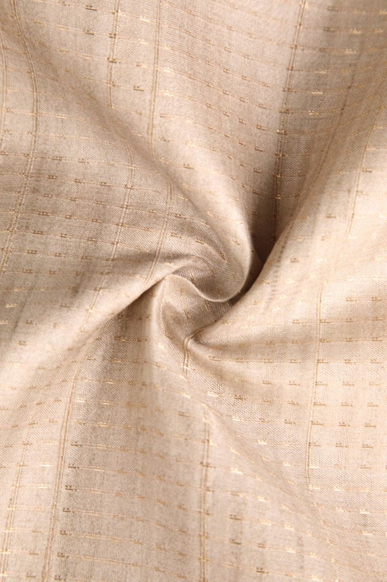 Linen White Semi Tussar Silk with Gold Zari Floral Patterns view 4