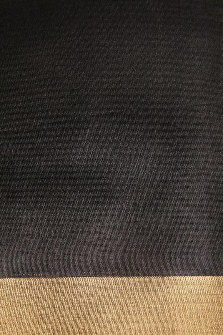 Gray Black Jute Sarees with Gold And Silver Zari Floral Patterns view 3