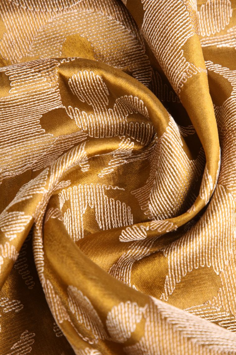 Gold Jute Sarees with Without Zari Zari Floral Patterns view 4