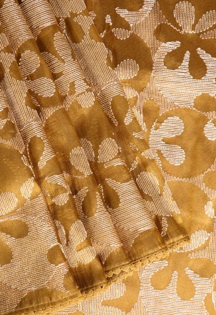Gold Jute Sarees with Without Zari Zari Floral Patterns