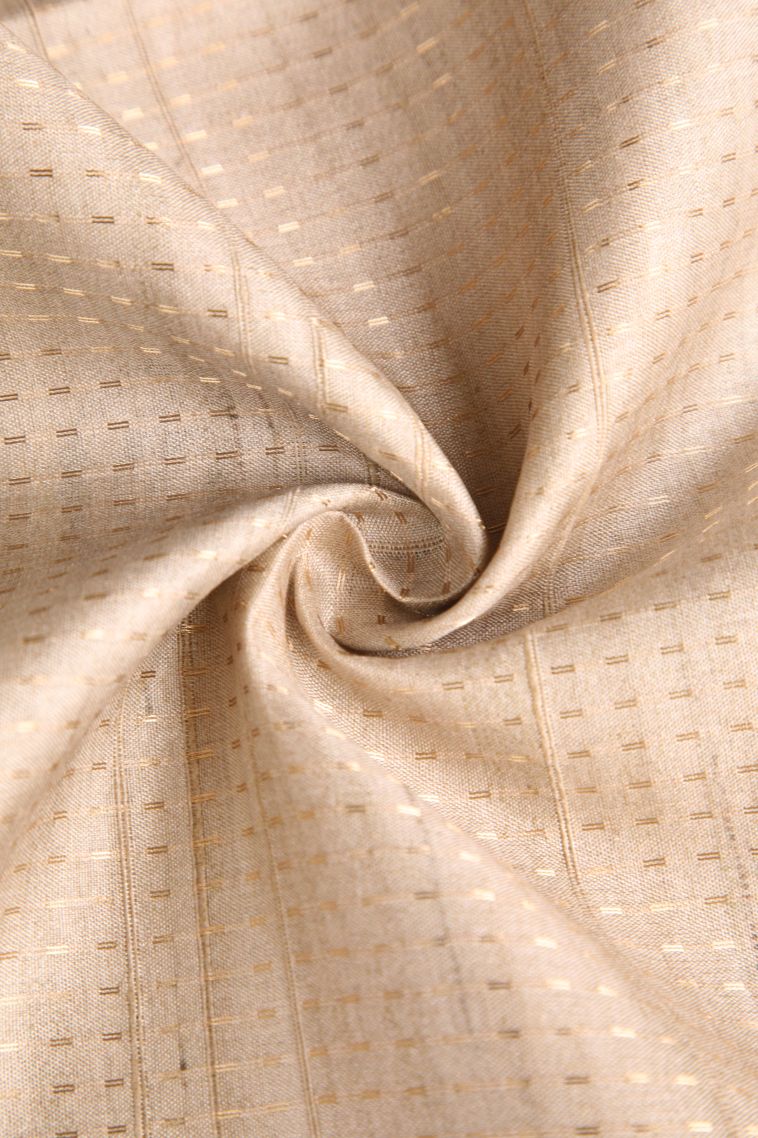 Vanilla Custard Yellow Semi Tussar Silk with Gold Zari Floral Patterns view 4