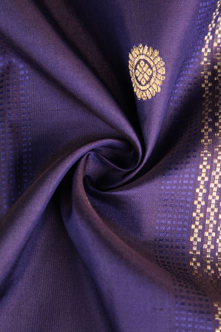 Berry Blue Kanchipuram Silk Sarees with Gold Zari Buttis (small Dots Or Motifs) view 4