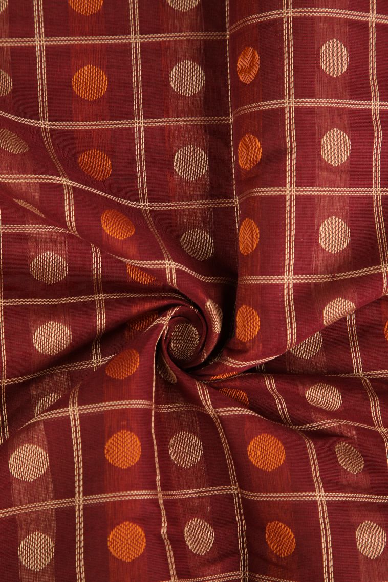 Lipstick Red Pure Handloom Kovai Cotton with Without Zari Zari Checks And Puttas view 4