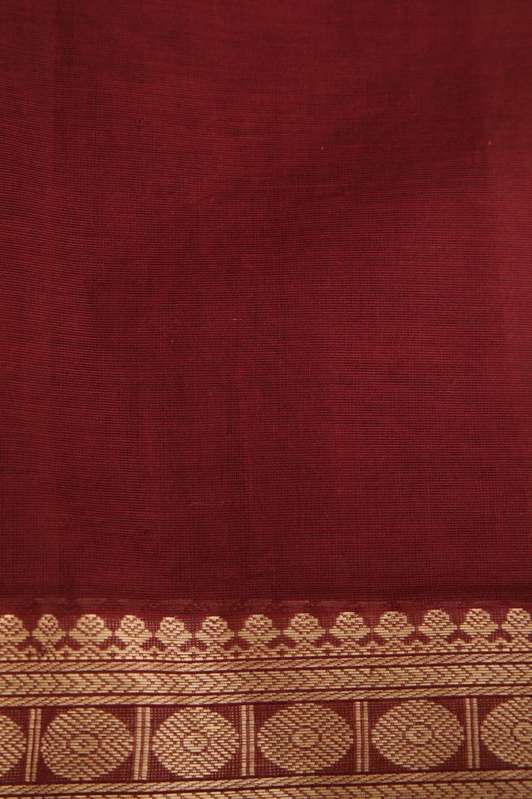 Lipstick Red Pure Handloom Kovai Cotton with Without Zari Zari Checks And Puttas view 3