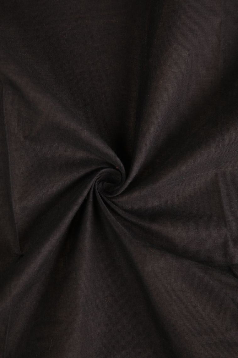 Asphalt Black Chettinad Cotton Sarees with Gold Zari Plain With Border view 4